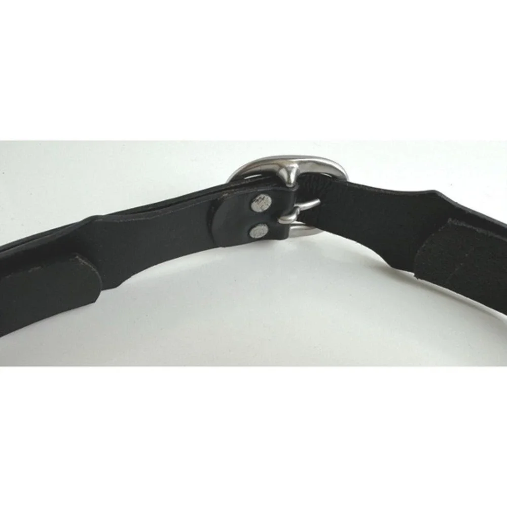 Gap Black Genuine Cow Leather Belt Silver‎ Oval Buckle M Preppy Academia 47-64